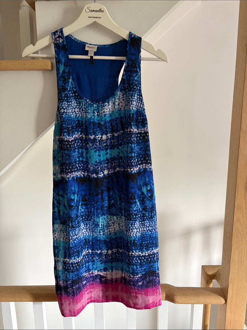 Dynamite Blue and Pink Printed Sleeveless Dress